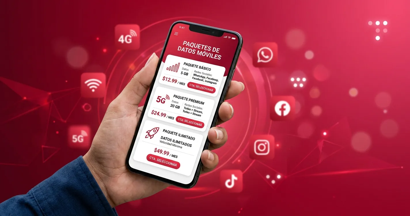 Comprar paquetes Claro El Salvador - Smartphone con opciones de paquetes de datos móviles