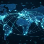 Servidores DNS gratuitos - Red global de nodos de resolución de dominios sobre mapa mundial