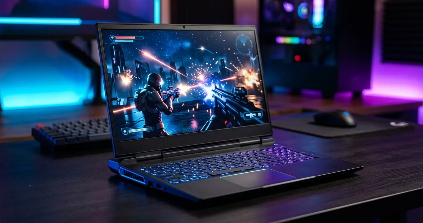 Mejores laptops para gaming baratas 2026 - Laptop gamer con teclado RGB retroiluminado