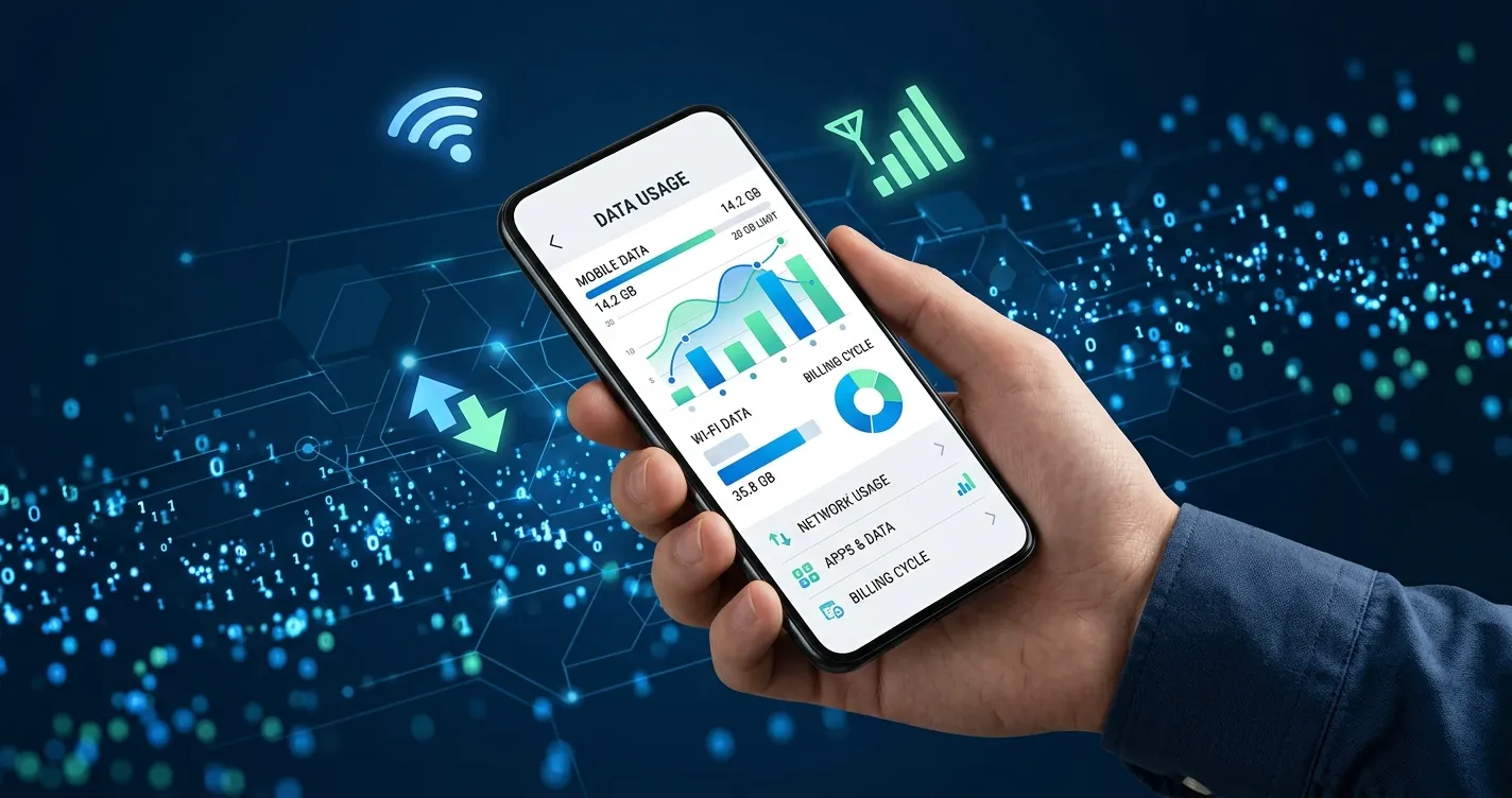 Cómo ahorrar datos móviles en Android y iPhone - Smartphone mostrando panel de control de consumo de datos