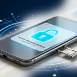 Desbloquear teléfono Verizon - Smartphone con bandeja SIM y candado abierto azul