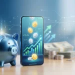 Mejores cuentas de ahorro México 2026: alcancía moderna y smartphone con gráfico de rendimiento financiero