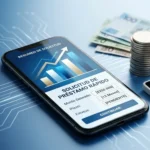 Mejores préstamos personales Perú 2026: smartphone con solicitud de crédito y monedas