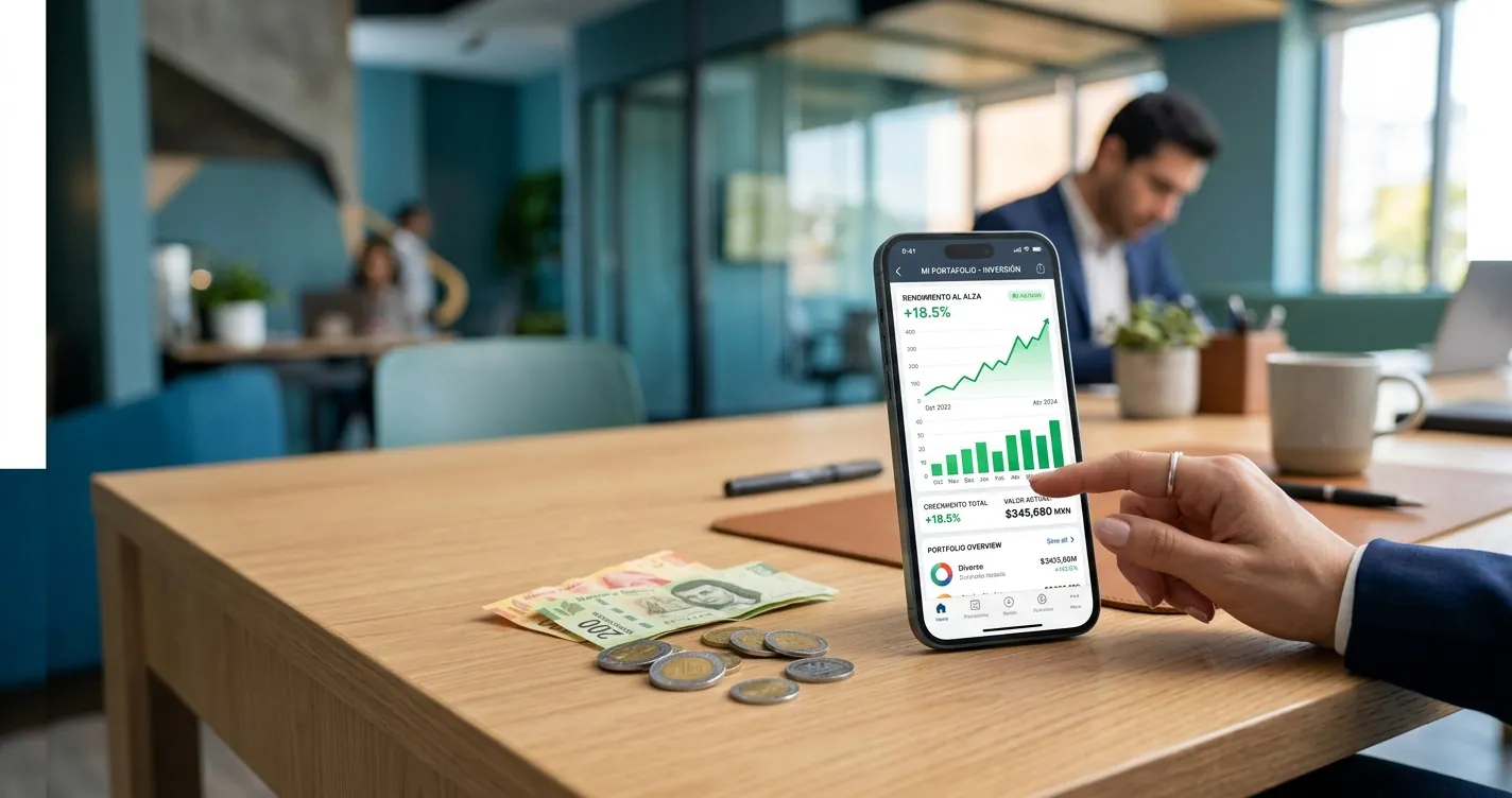 Cómo invertir en CETES Directo México - Smartphone con app de inversión y rendimientos al alza