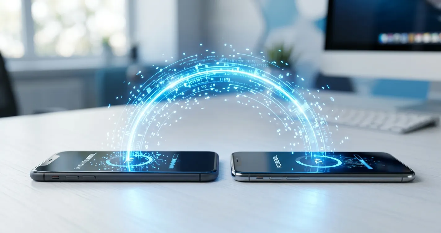 Transferir archivos de celular viejo a nuevo - dos smartphones pasando datos entre sí