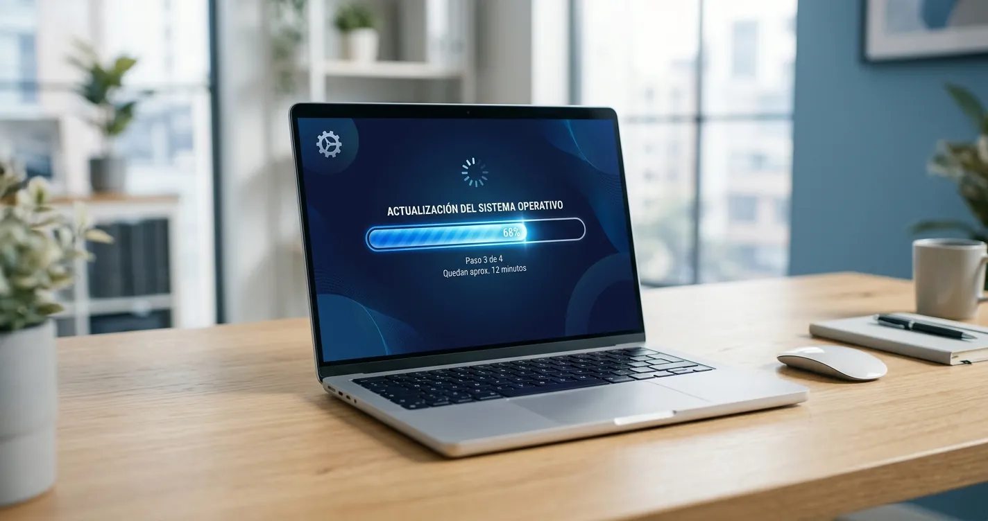 Actualizar Windows 10 gratis 2026 - Laptop instalando actualización de sistema operativo