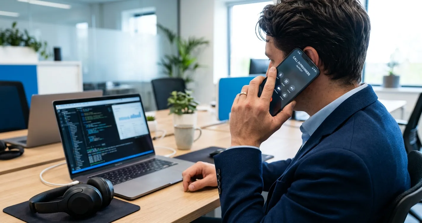 Número de teléfono de Apple servicio al cliente - persona llamando a soporte desde un smartphone