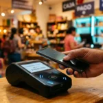 Cómo usar Apple Pay en México - persona pagando con smartphone en terminal sin contacto