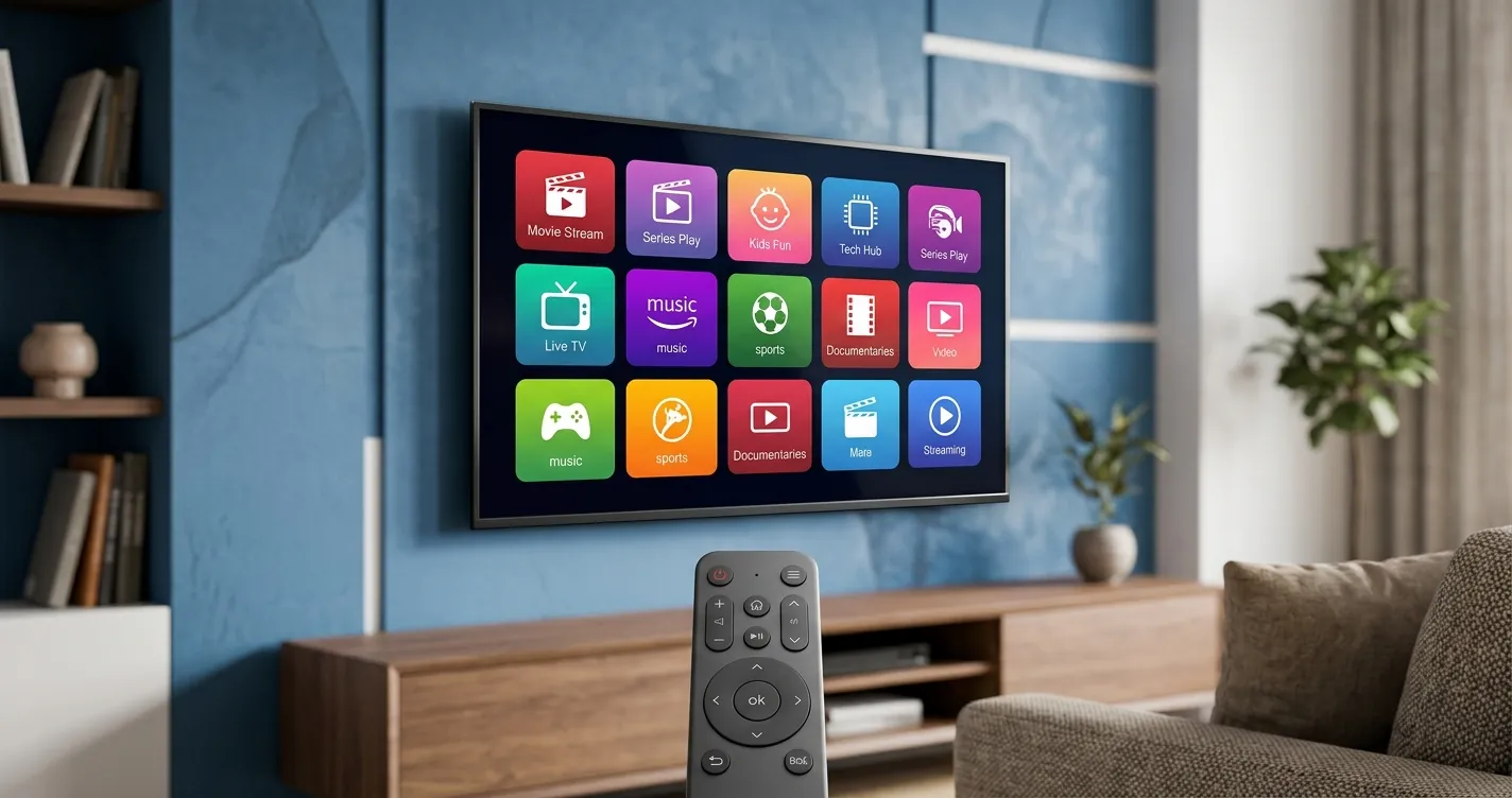 Qué canales tiene Apple TV - Televisor mostrando apps de streaming en pantalla