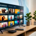 Streaming de TV para principiantes - Televisión moderna con apps de video y dispositivo de streaming conectado