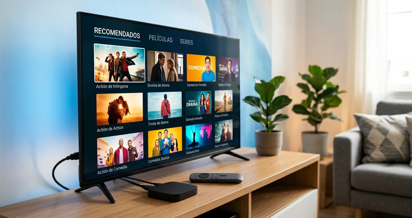 Streaming de TV para principiantes - Televisión moderna con apps de video y dispositivo de streaming conectado