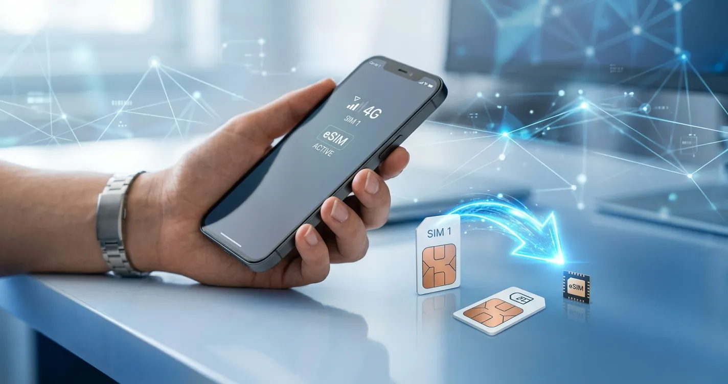 Portabilidad numérica México 2026 - Smartphone con tarjetas SIM para cambiar de compañía sin perder el número