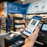 Mejores wallets digitales México 2026 - Persona pagando con app de pago en el celular frente a terminal sin contacto