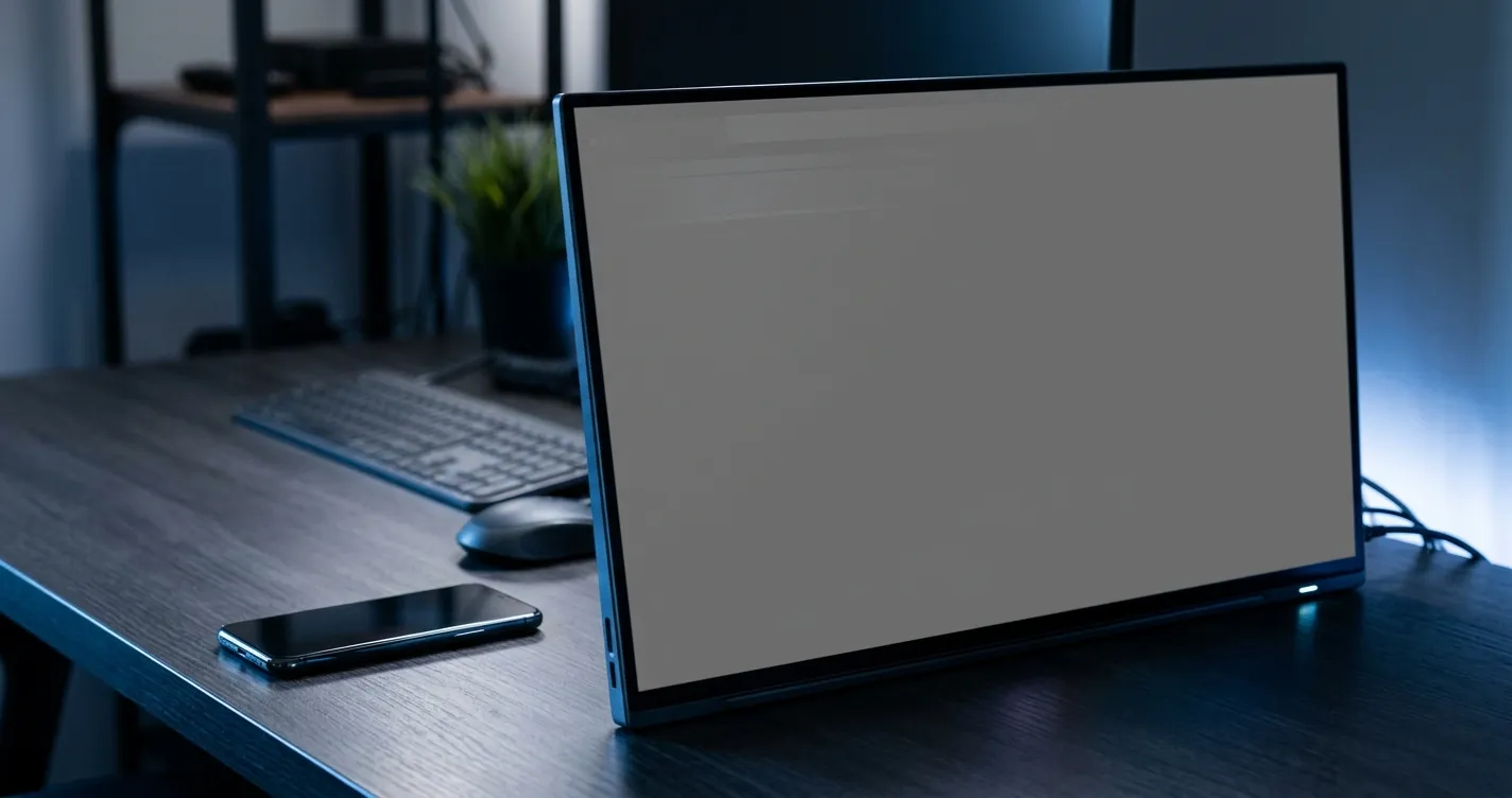 Quemadura de pantalla OLED - Monitor mostrando marca fantasma de burn-in sobre fondo gris