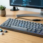 Teclado mecánico barato con retroiluminación RGB sobre un escritorio, guía de los mejores teclados mecánicos baratos 2026