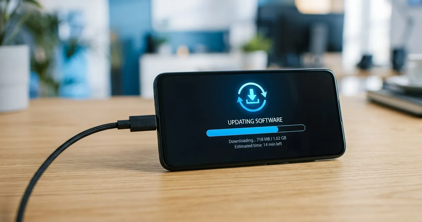 Cómo actualizar mi teléfono Motorola: smartphone instalando una actualización de software Android
