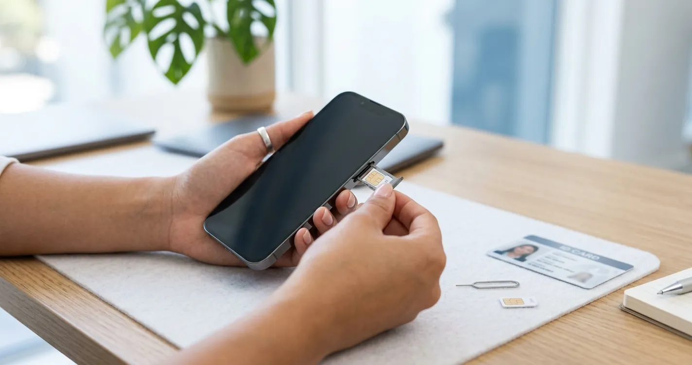 Portar número celular México 2026 - persona cambiando la tarjeta SIM de su smartphone para hacer portabilidad numérica