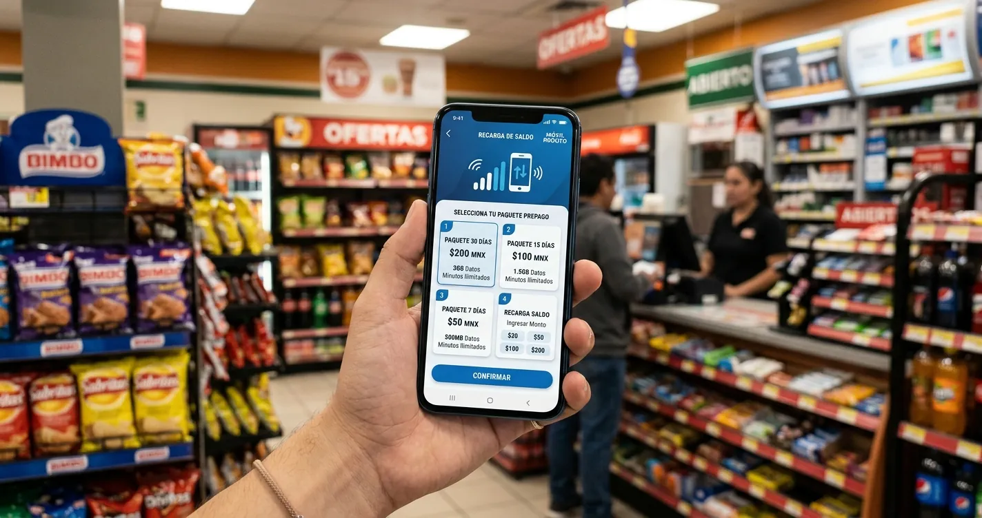 Comprar Paquete Amigo Sin Límite Telcel - Smartphone con pantalla de recarga de paquete prepago