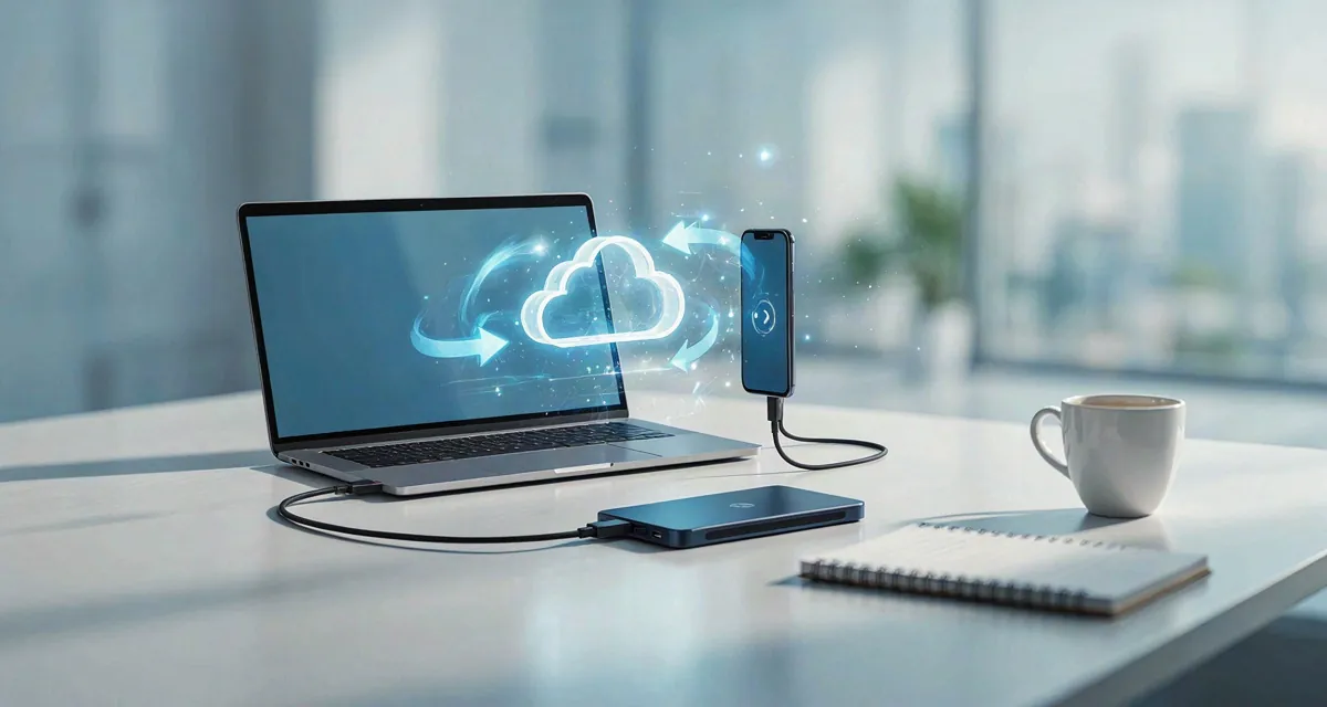 Cómo hacer copia de seguridad PC celular: laptop, teléfono y disco externo sincronizando archivos con la nube
