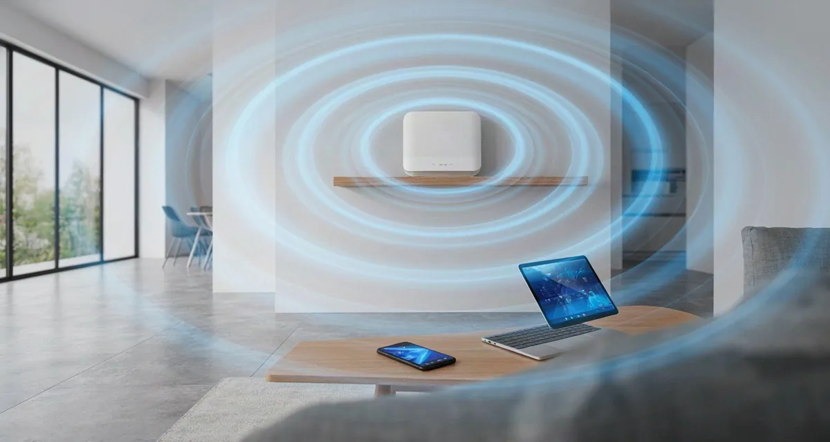 Cómo mejorar señal wifi en casa: router en punto central con buena cobertura en todas las habitaciones