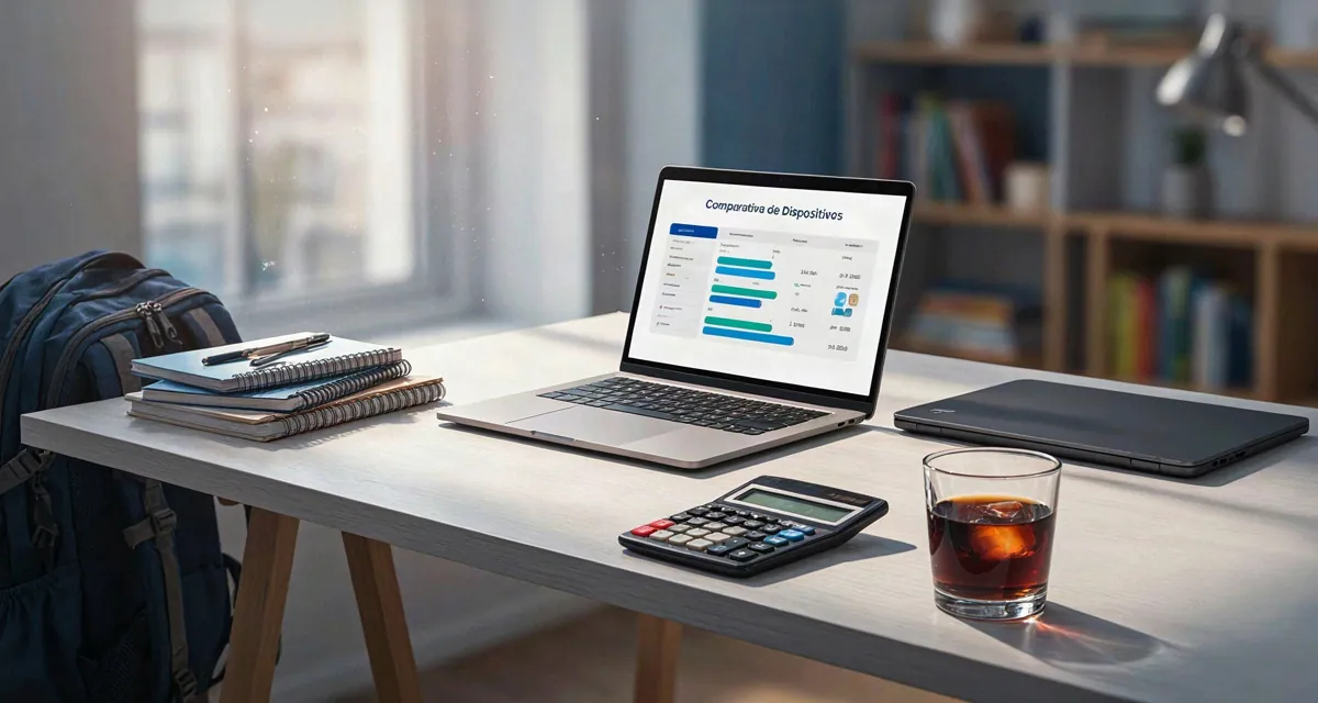 Las mejores computadoras para estudiantes 2026: laptop y Chromebook sobre un escritorio con mochila, cuadernos y calculadora